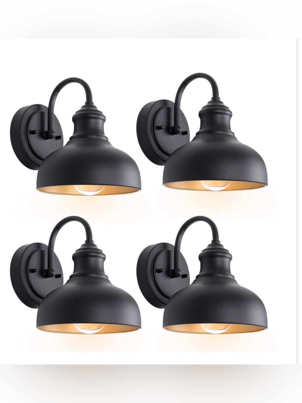 Matte Black Indoor Wall Lantern Sconce - Set of 4